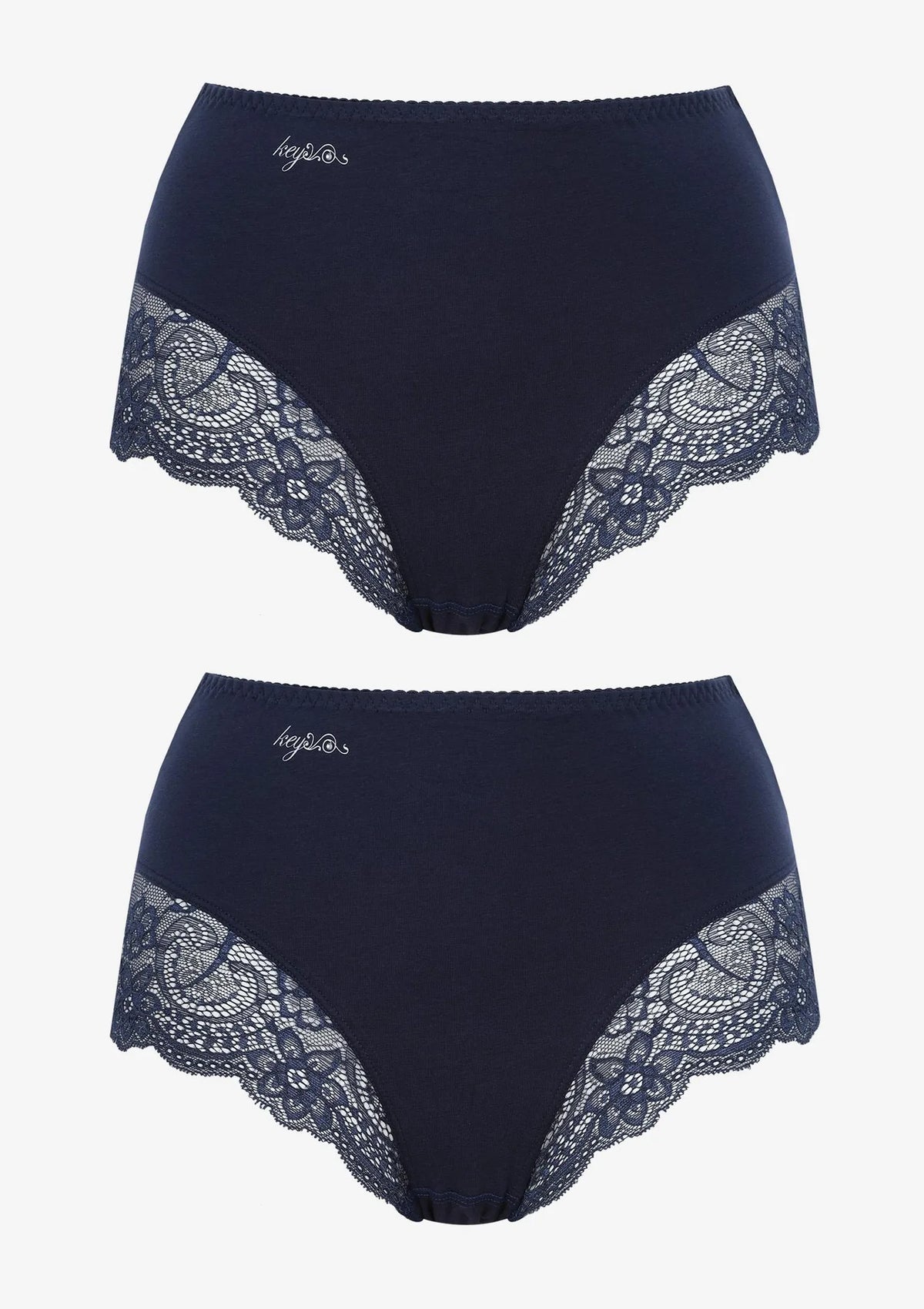 Figi maxi bikini Key LPF 111 z koronką przy nogawkach, 2 szt.