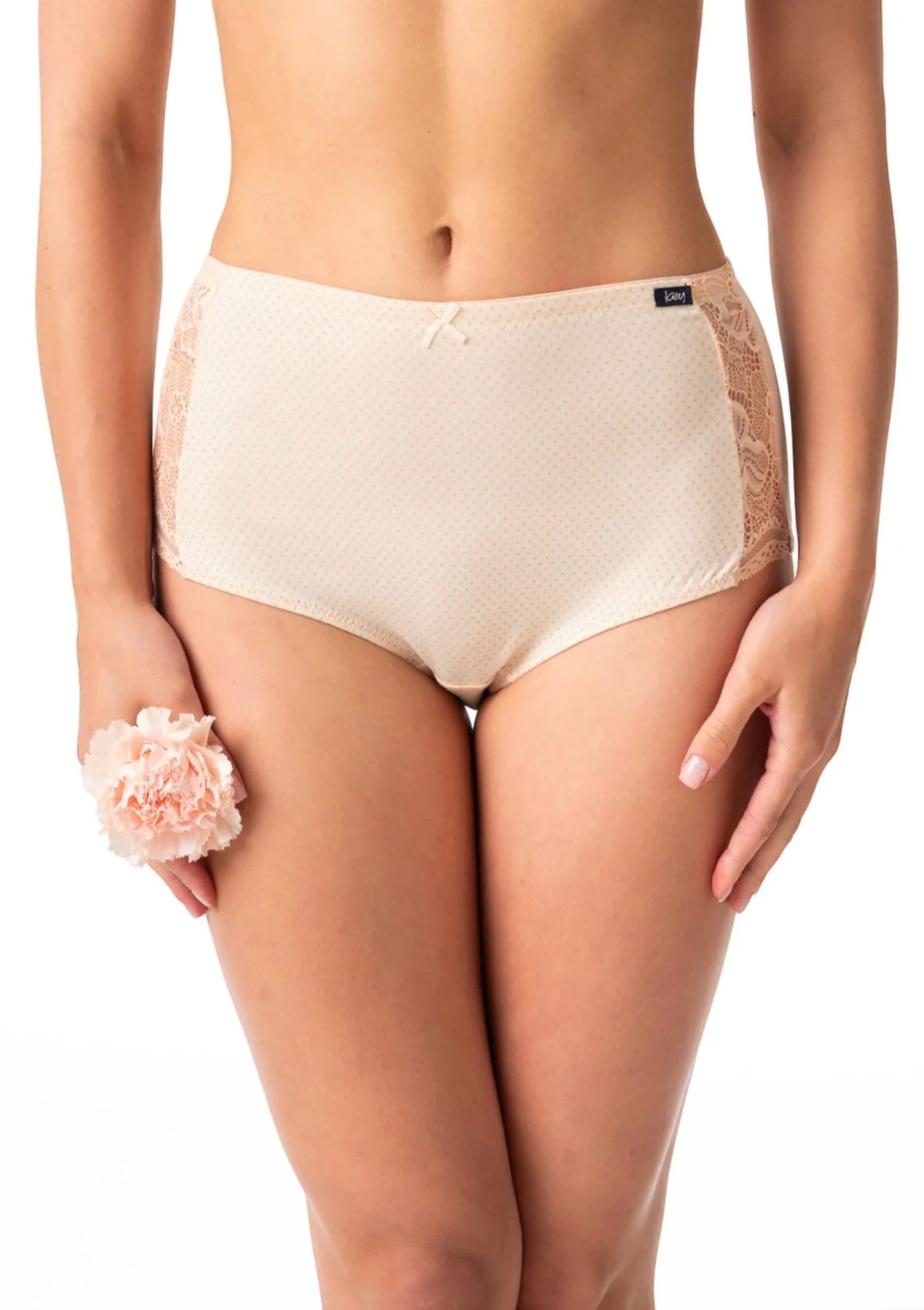 Majtki maxi bikini Key LPF 616 z koronkowymi bokami, 2 pack
