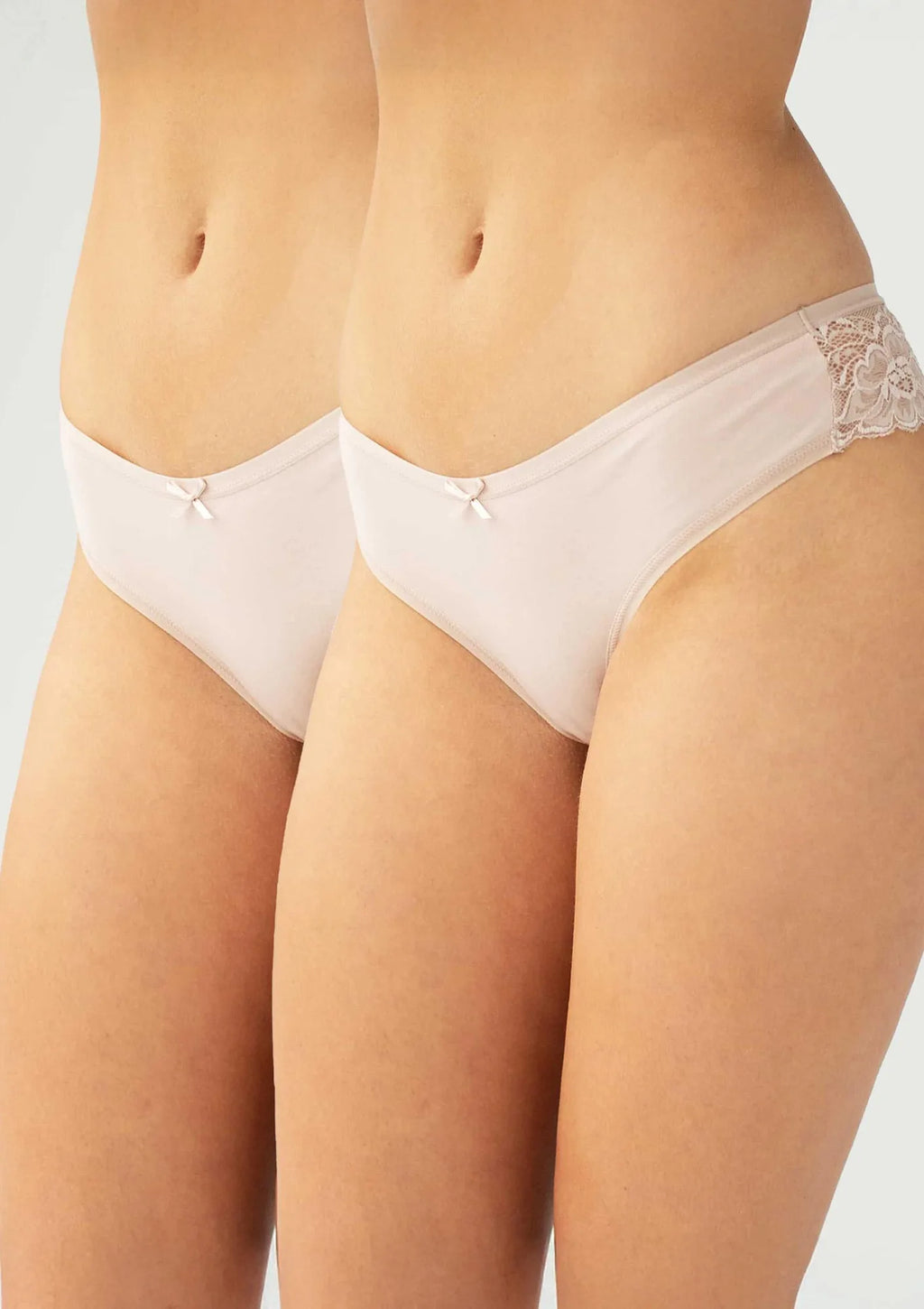 Kleo 146 Cotton brazyliany pudrowy bawełniane z koronką, 2 pary