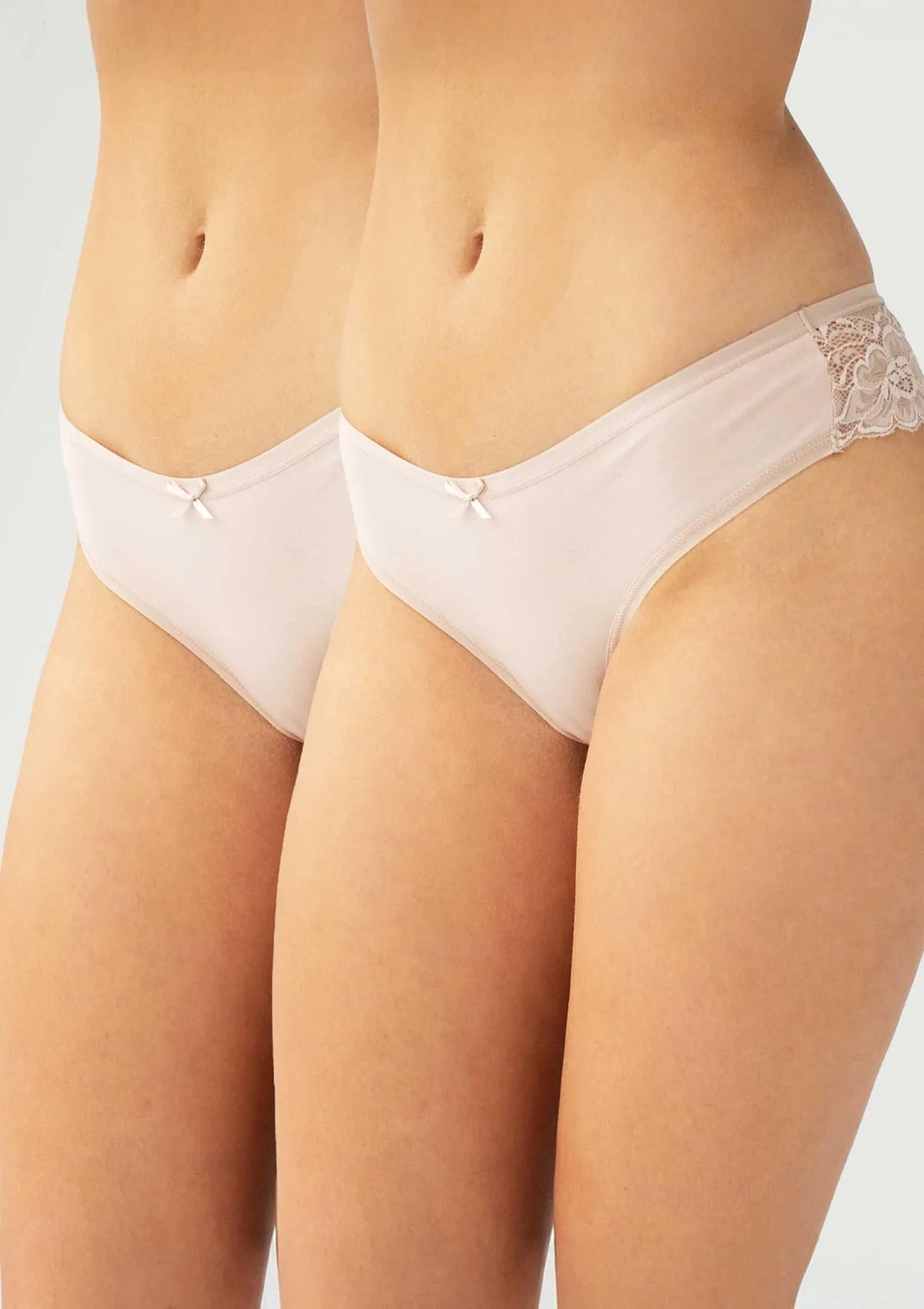 Kleo 146 Cotton brazyliany pudrowy bawełniane z koronką, 2 pary