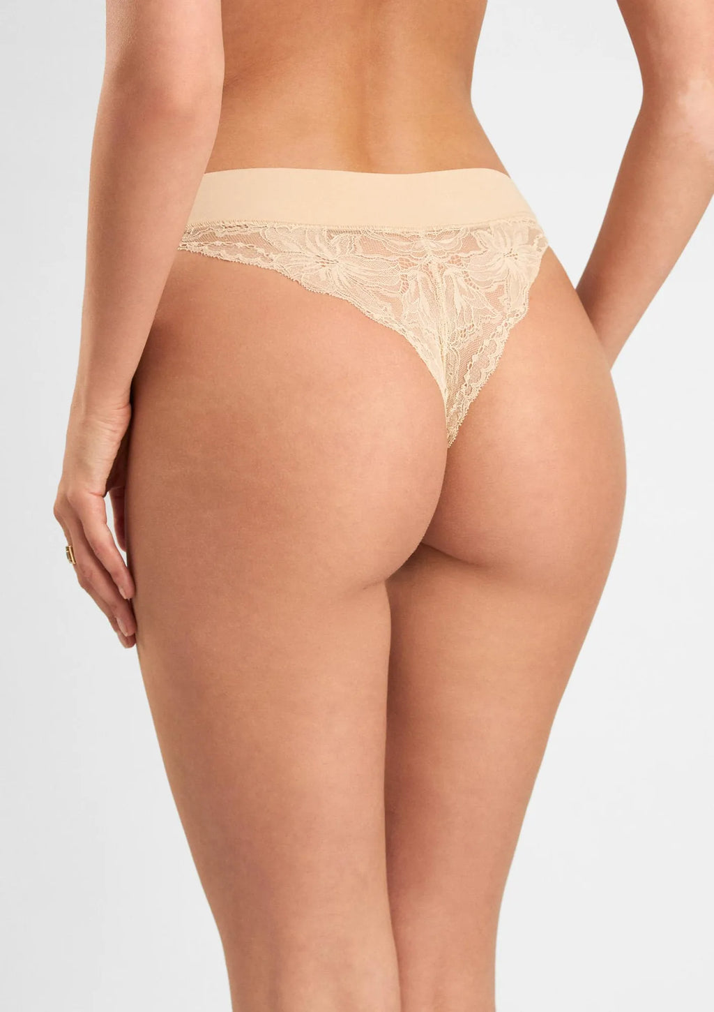 Sielei 5117 brazyliany bezszwowe z koronką, 4 szt. XL beżowe