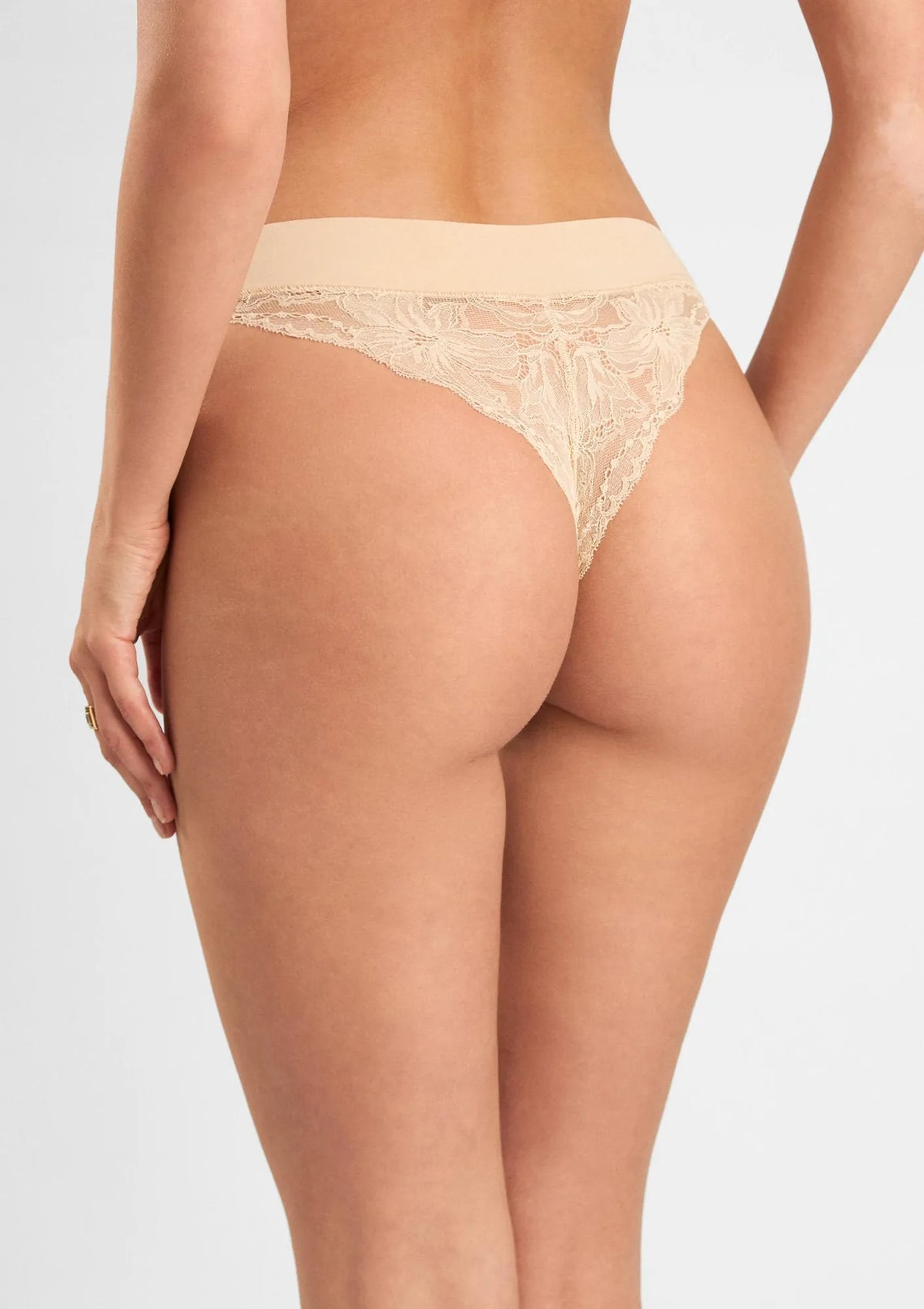 Sielei 5117 brazyliany bezszwowe z koronką, 4 szt. XL beżowe