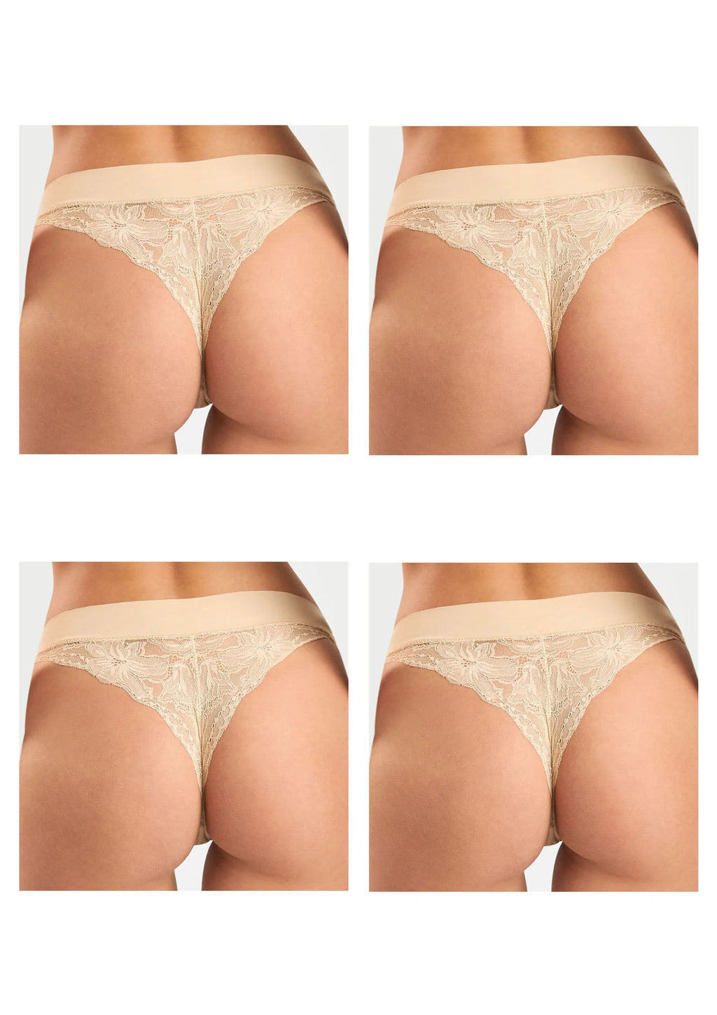 Sielei 5117 brazyliany bezszwowe z koronką, 4 szt. XL beżowe