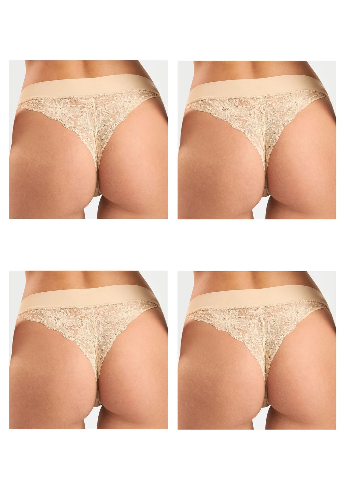 Sielei 5117 brazyliany bezszwowe z koronką, 4 szt. XL beżowe