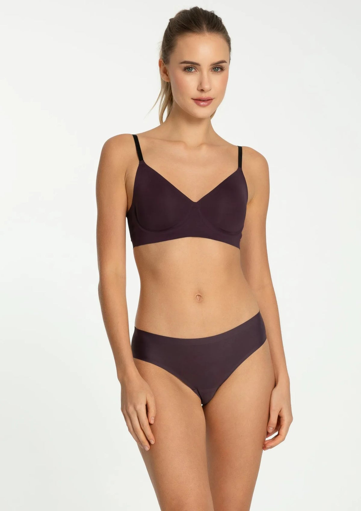 Brazyliany Julimex Simple Brasil bezszwowe w kolorze Dark Plum