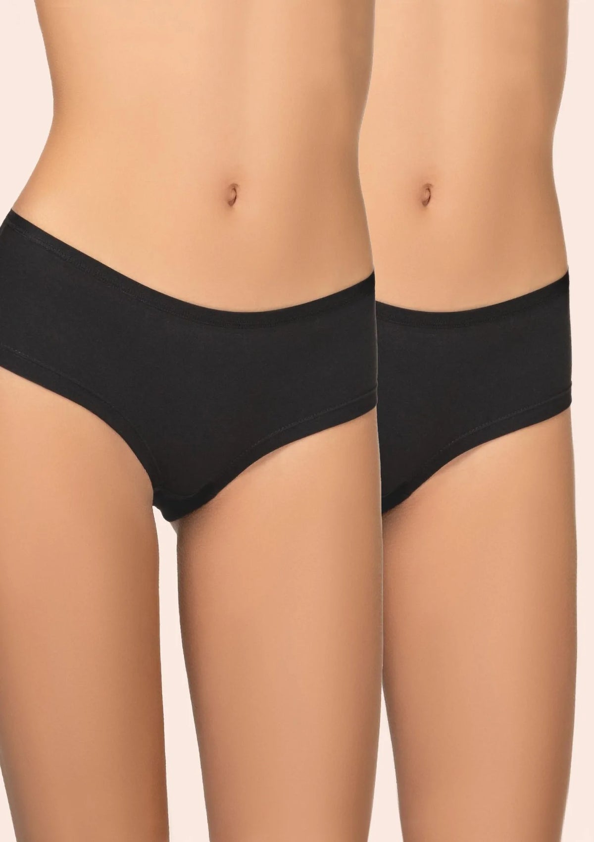 Kleo 132 Cotton majtki szorty czarne ze średnim stanem, 2 pack