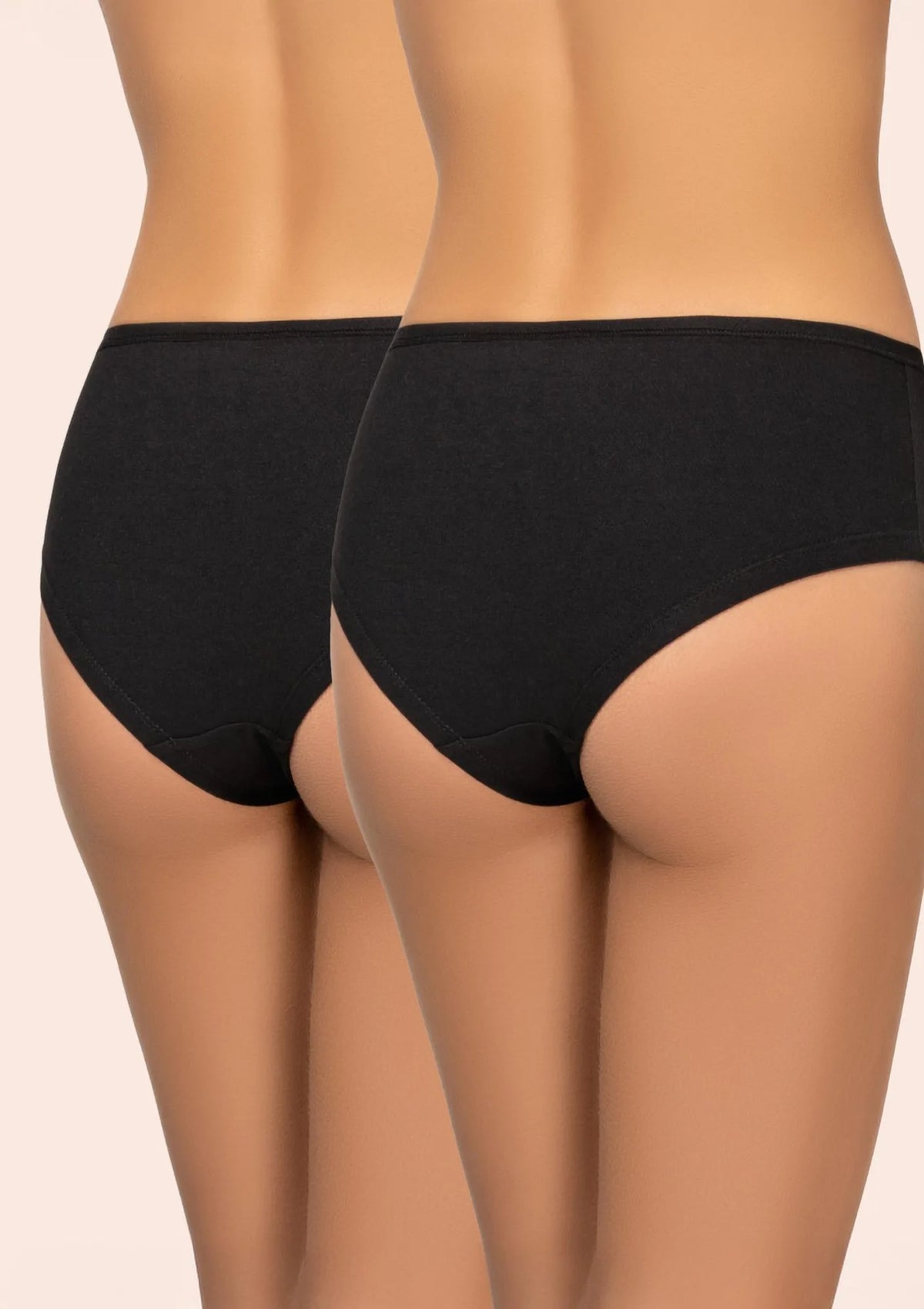 Kleo 132 Cotton majtki szorty czarne ze średnim stanem, 2 pack
