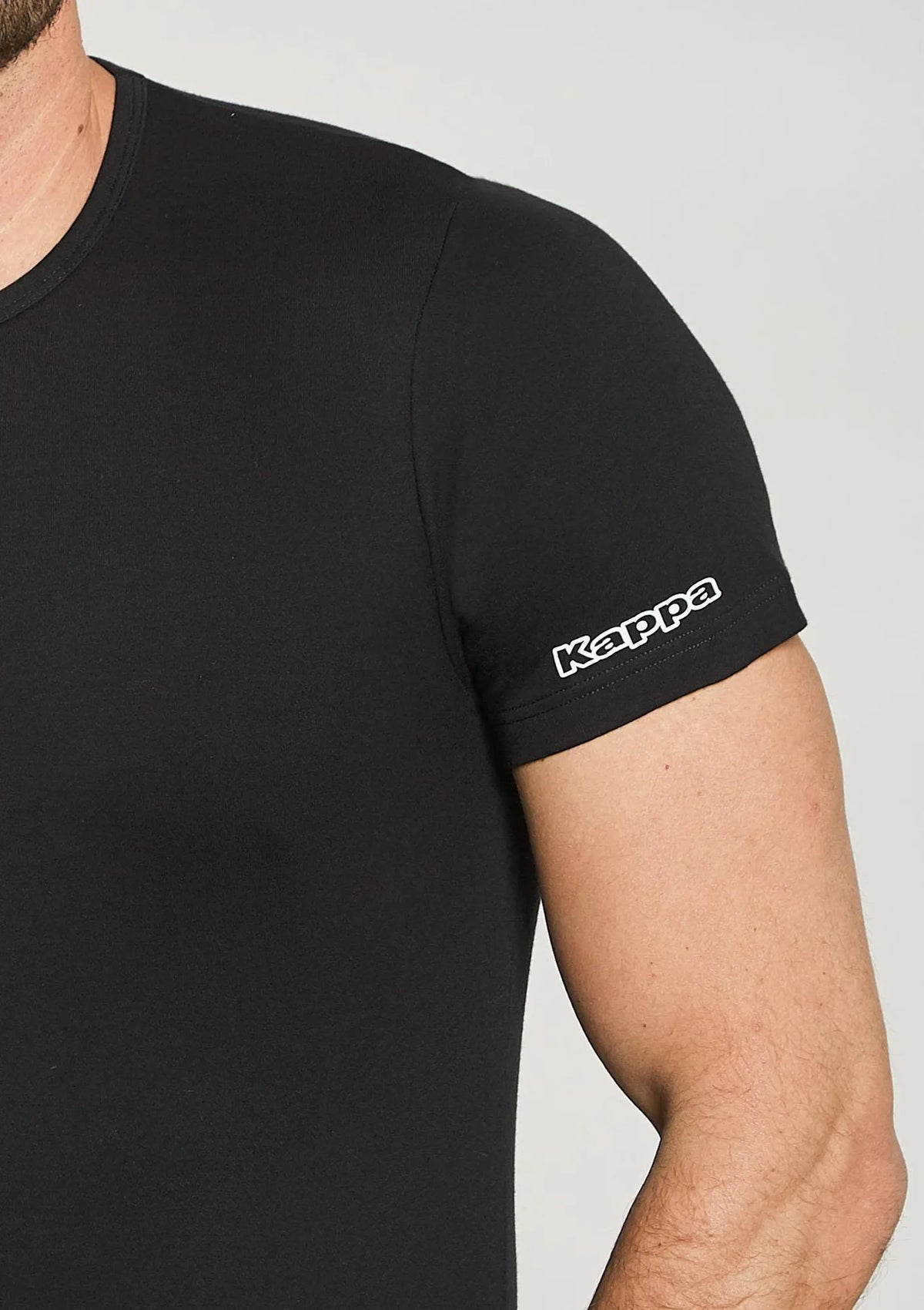 T-shirt męski Kappa K1306 klasyczny, grubsza bawełna czarny
