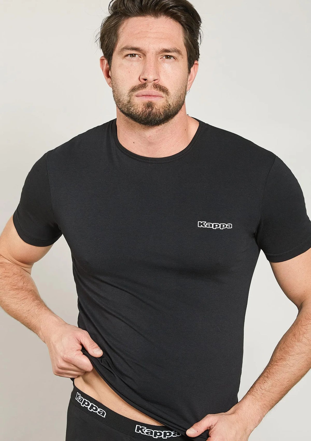 Kappa K1000 zestaw męski: t-shirt i bokserki czarny z bawełny