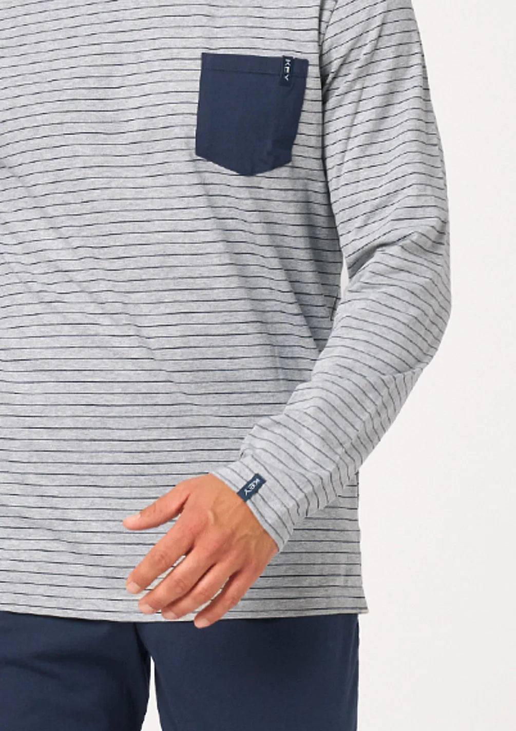 Piżama męska MNS 363 Key – bawełniana długa w paski