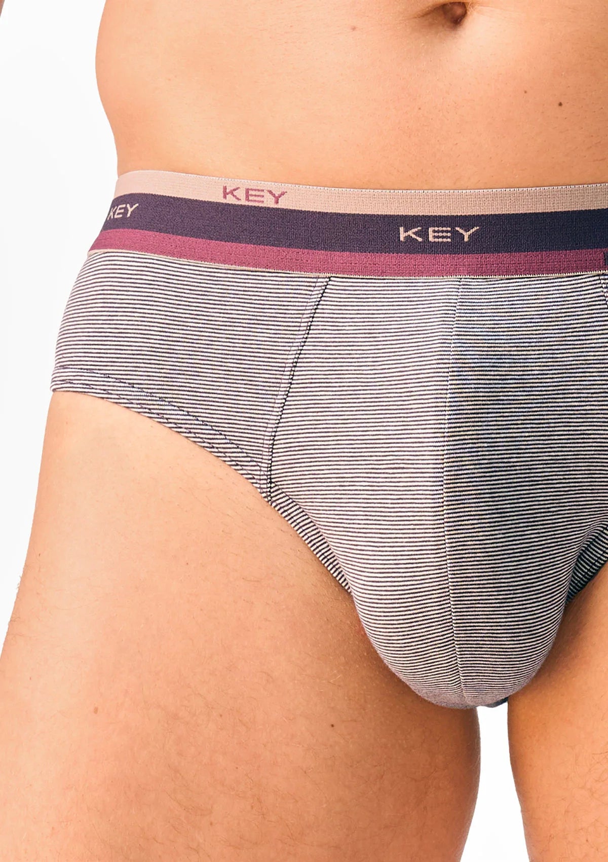 Slipy męskie Key MPP 273 sportowe, gładkie i w paski – 2 szt.