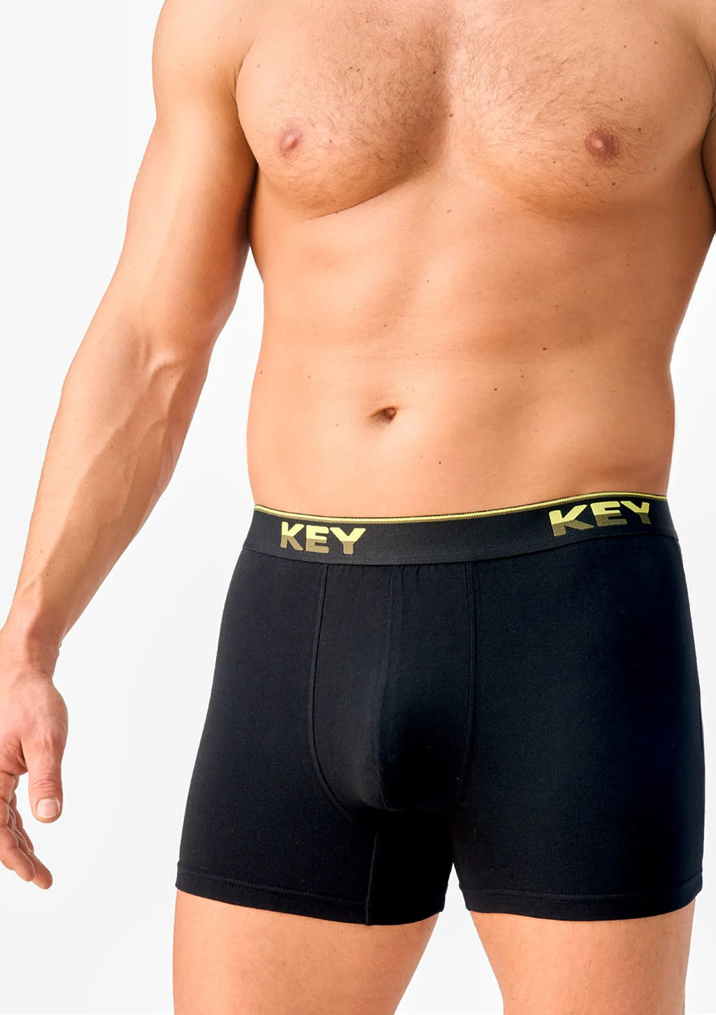 Key MXH 266 bokserki męskie czarne z krótką nogawką, bawełna