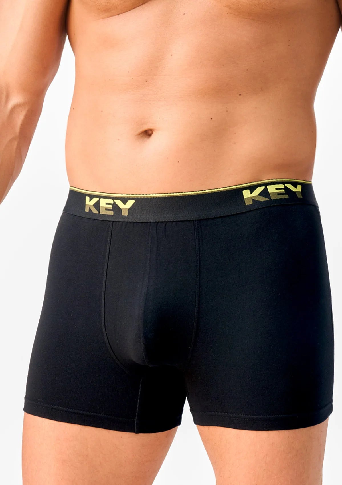 Key MXH 266 bokserki męskie czarne z krótką nogawką, bawełna