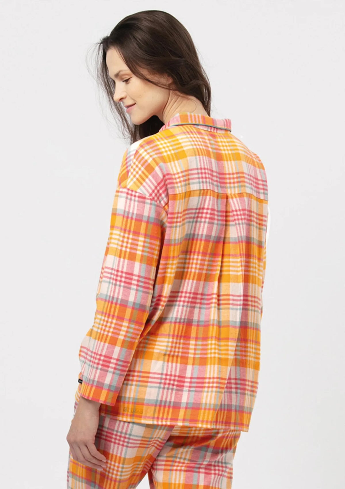 Key LNS 473 piżama damska flanelowa w kratkę, rozpinana