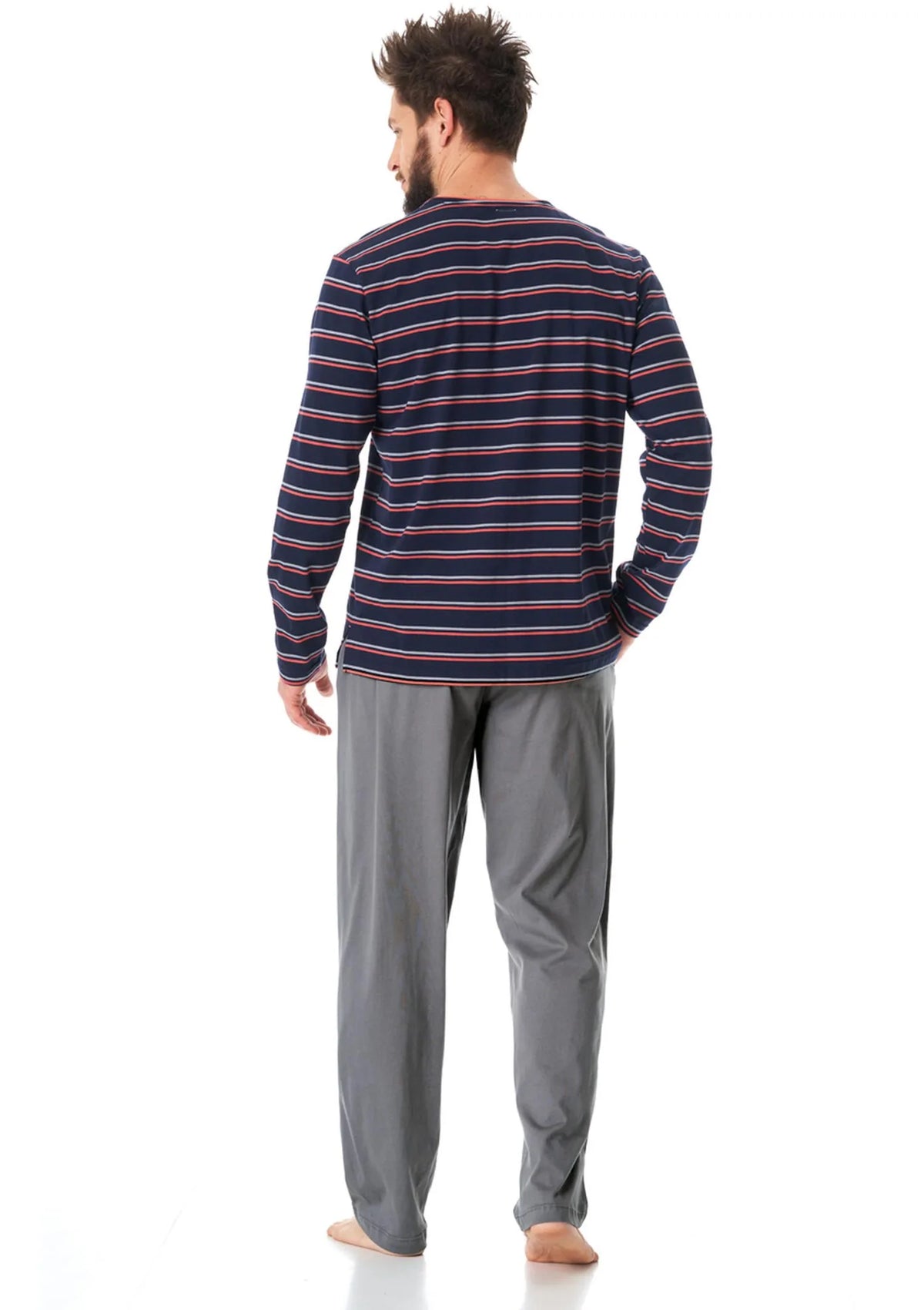 MNS 038 piżama męska z bawełny, bluza w paski