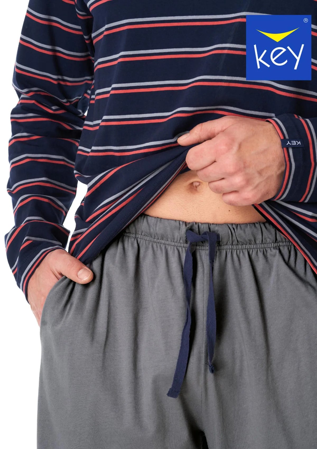 MNS 038 piżama męska z bawełny, bluza w paski