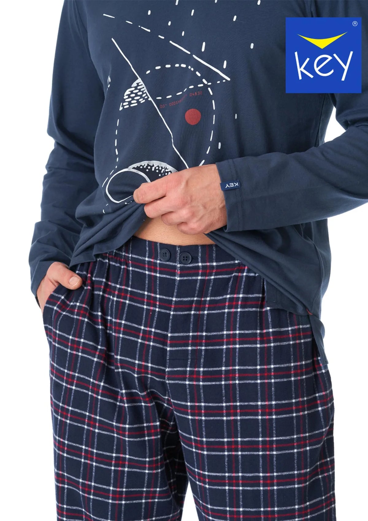 MNS 616 piżama męska z nadrukiem, flanelowe spodnie