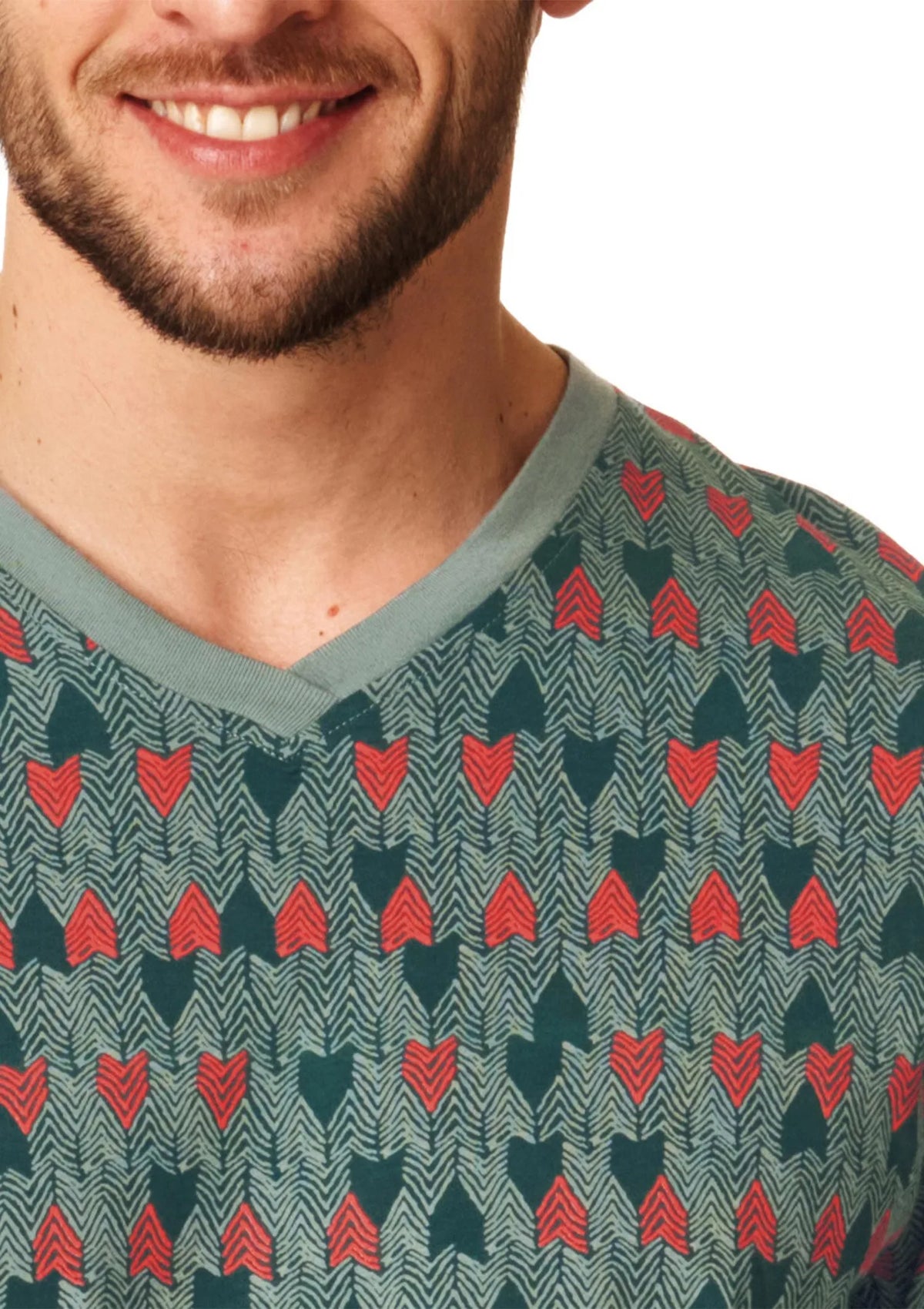 Key MNS 916 męska piżama zieleń z czerwienią, długi rękaw