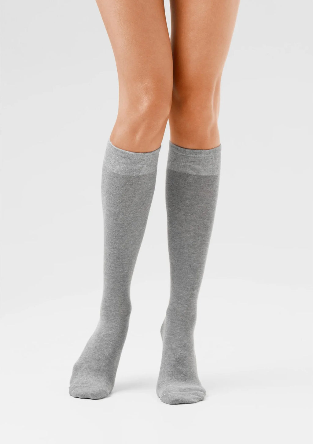 Podkolanówki damskie Legs 108 gładkie z bawełny, 2 pary szare