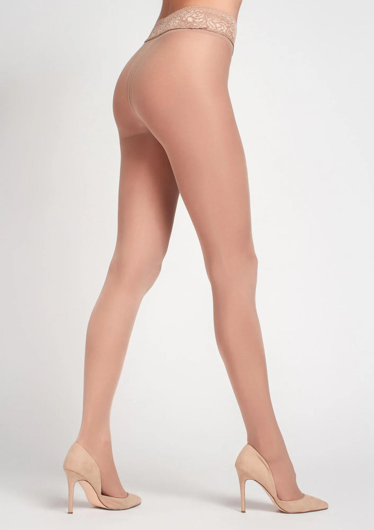 Legs 2640 Matte rajstopy beż 40 den z koronkowym pasem, bez majtek