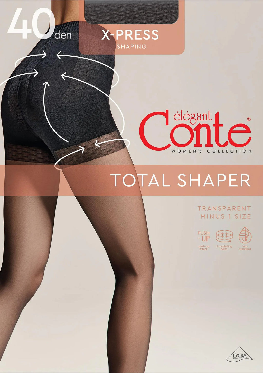Rajstopy damskie X-Press 40 Conte naturalne – modelujące z efektem push-up