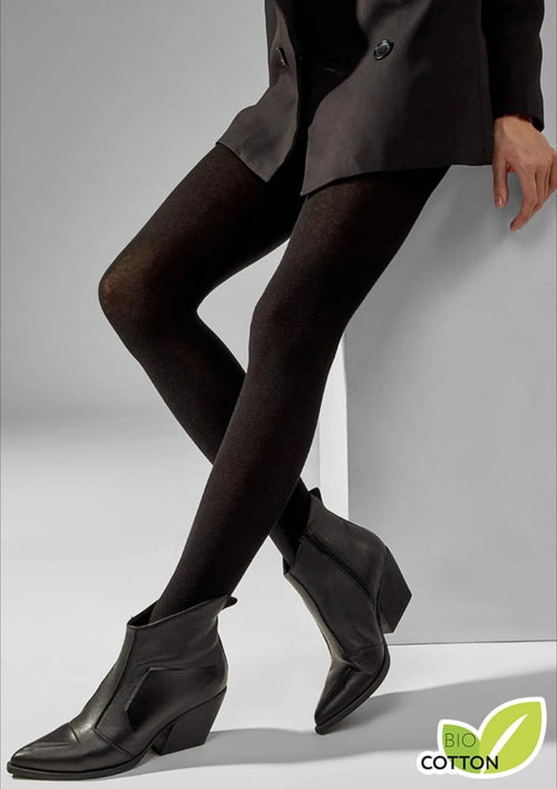 607 Bio Cotton Legs – rajstopy z bawełny organicznej gładkie czarne