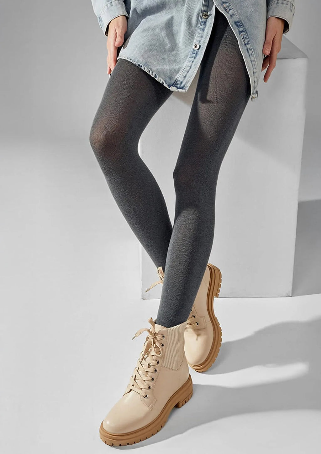 607 Bio Cotton Legs – rajstopy z bawełny organicznej gładkie grafitowe