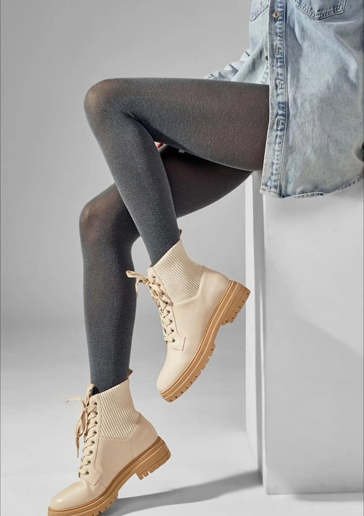 607 Bio Cotton Legs – rajstopy z bawełny organicznej gładkie grafitowe