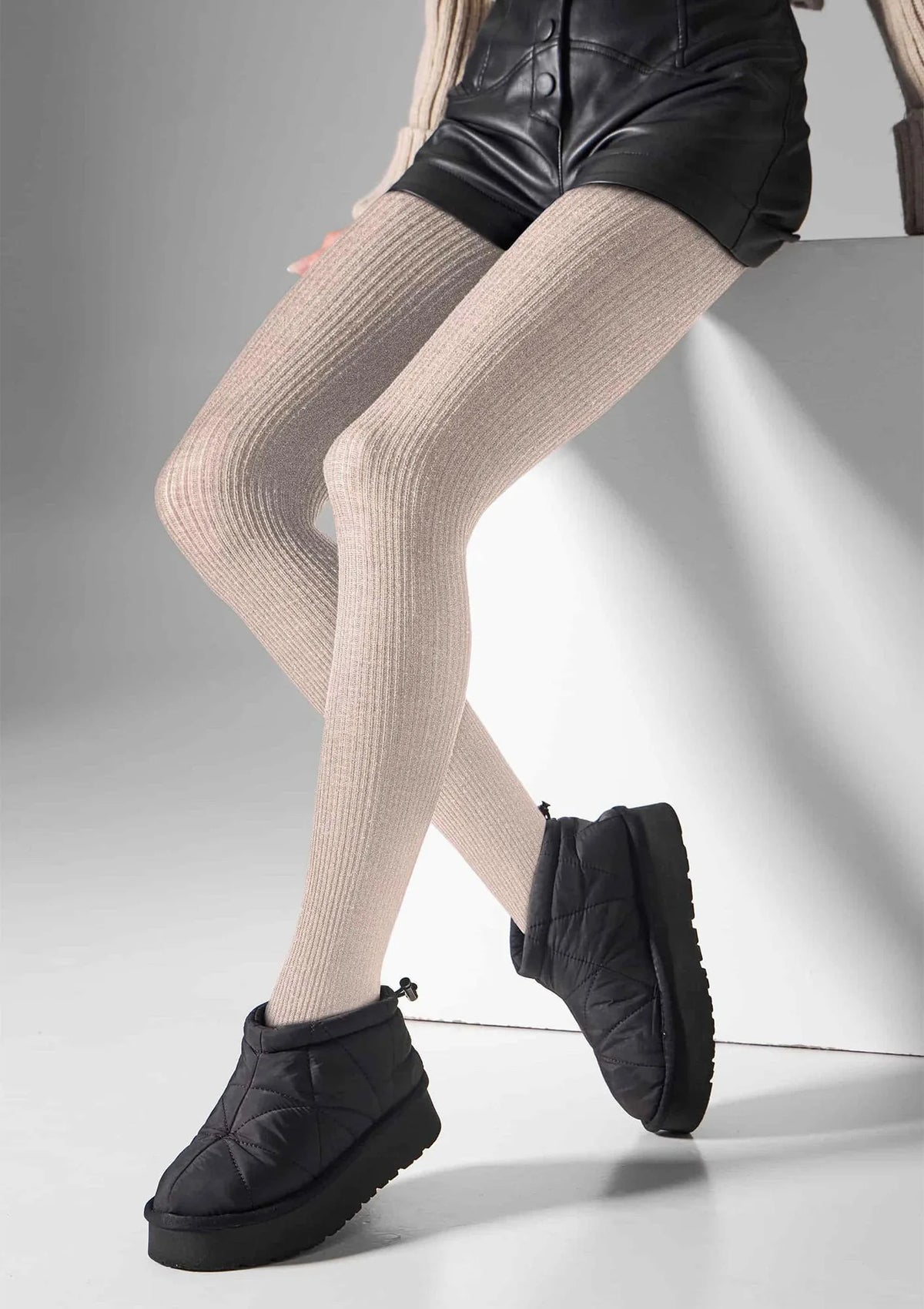 Rajstopy Legs Wool Merino L2010 naturalny z wełny merino w prążek
