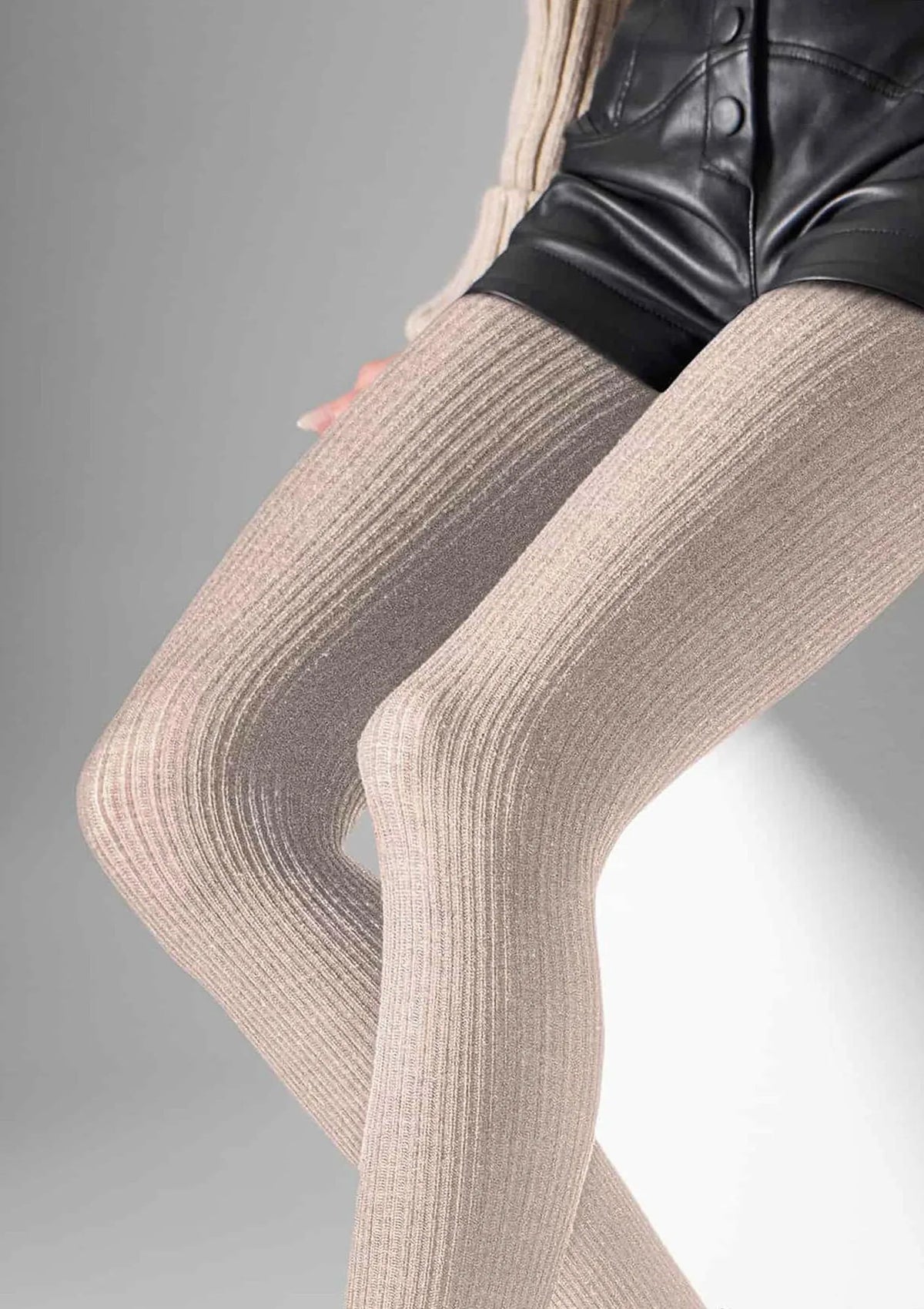 Rajstopy Legs Wool Merino L2010 naturalny z wełny merino w prążek