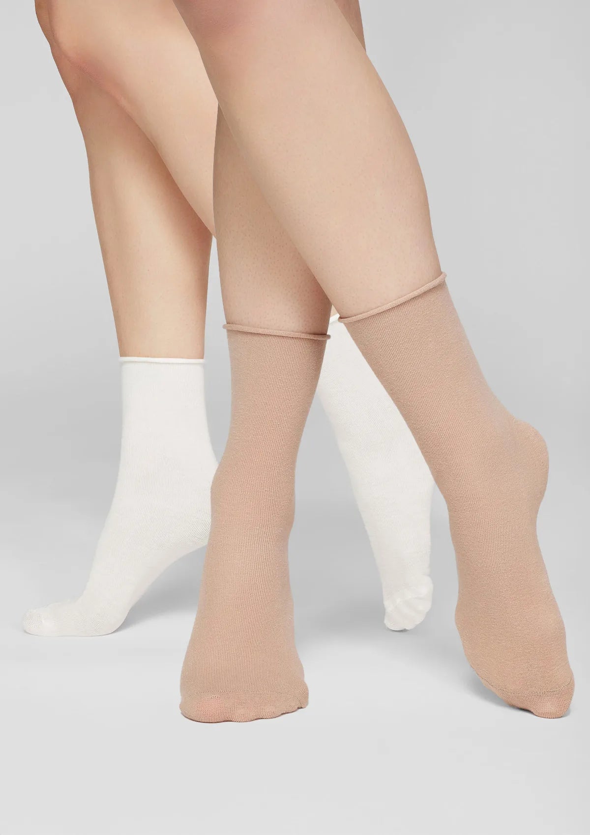 Skarpetki bambusowe Legs G05 No Stress, biel i latte, 2 pary biały