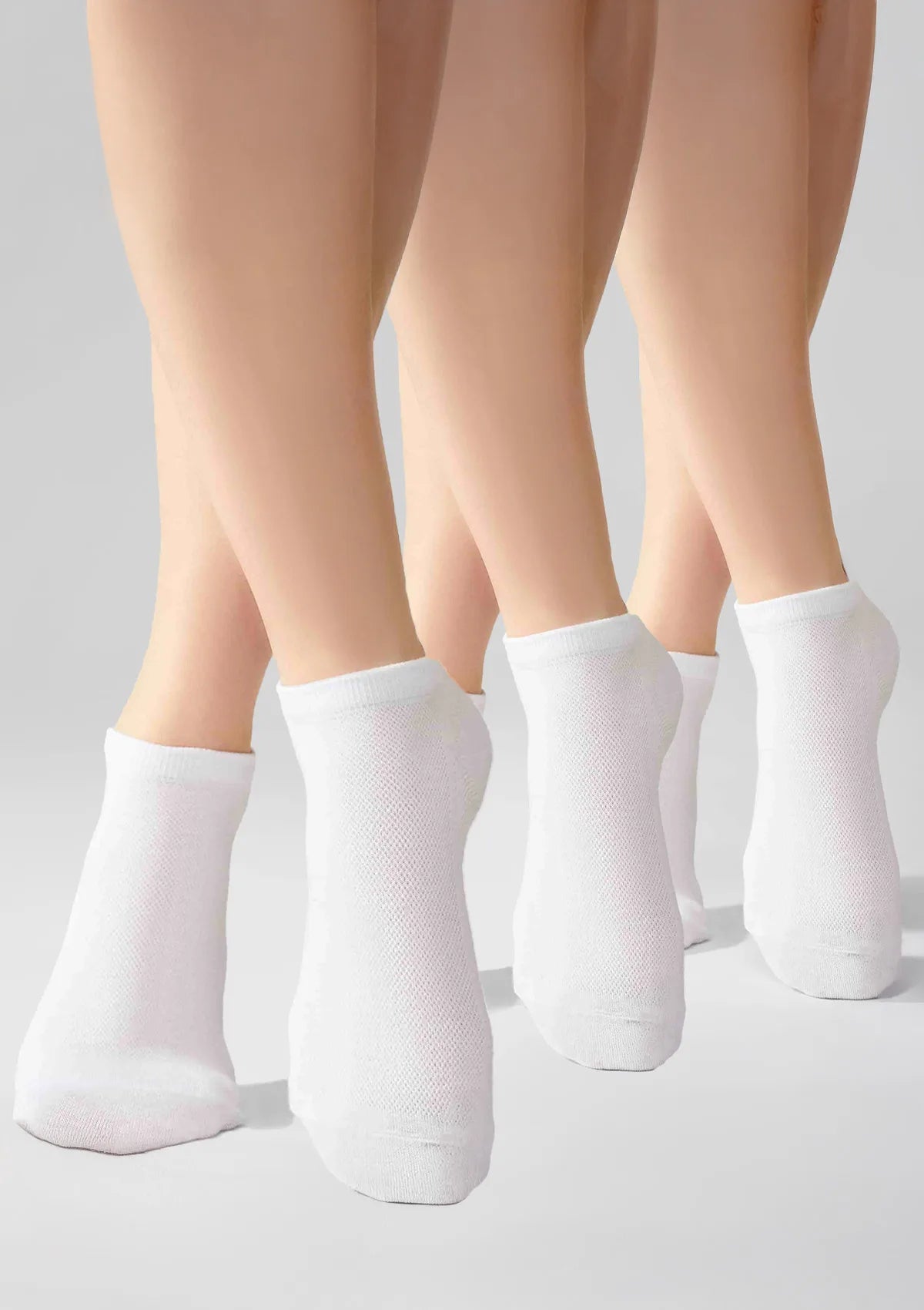 Legs Cotton Mesh skarpetki białe bawełniane niskie z siateczką