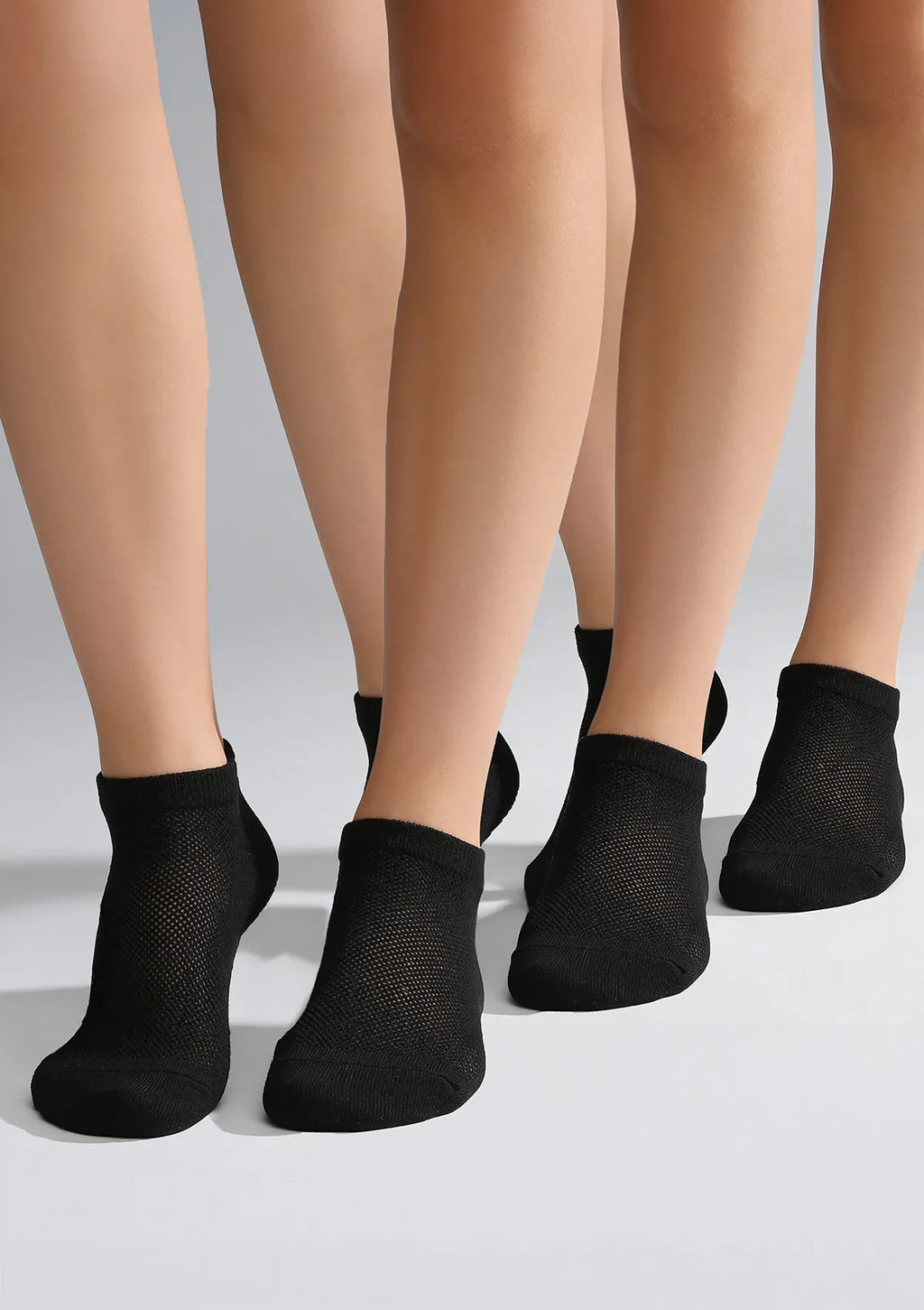 Legs Cotton Mesh skarpetki czarne bawełniane niskie z siateczką