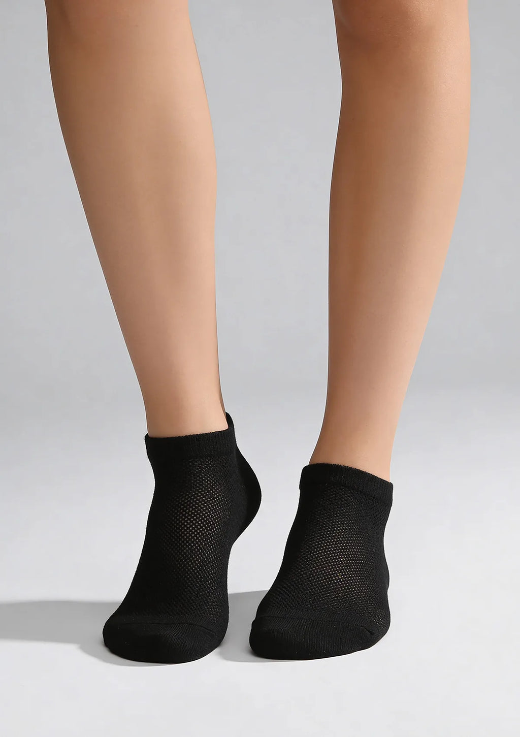 Legs Cotton Mesh skarpetki czarne bawełniane niskie z siateczką