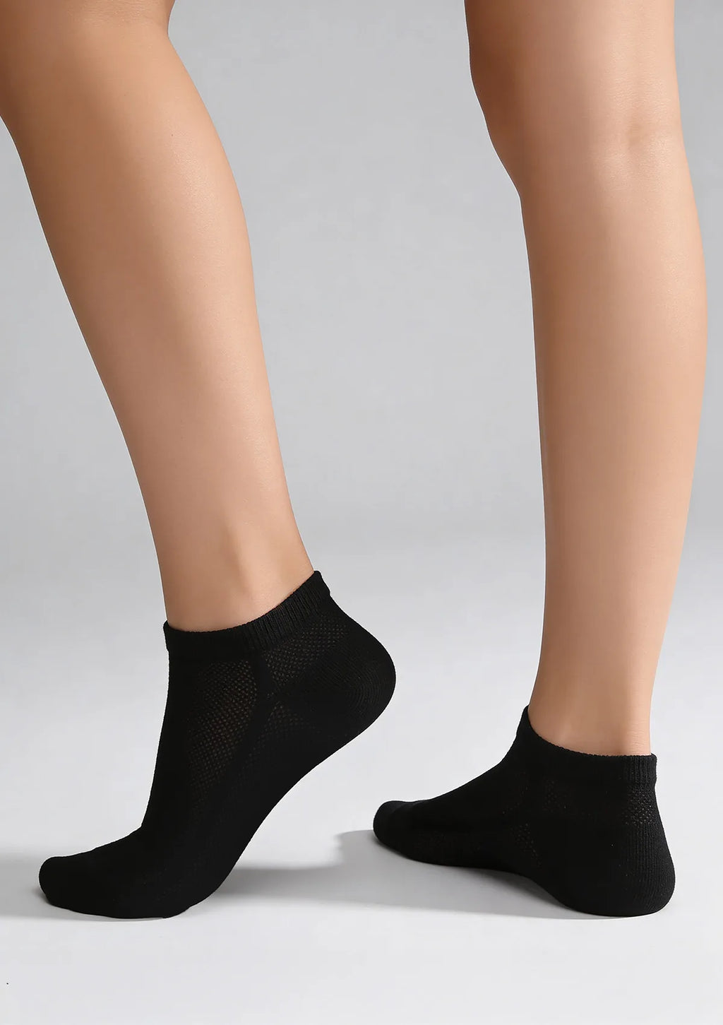 Legs Cotton Mesh skarpetki czarne bawełniane niskie z siateczką