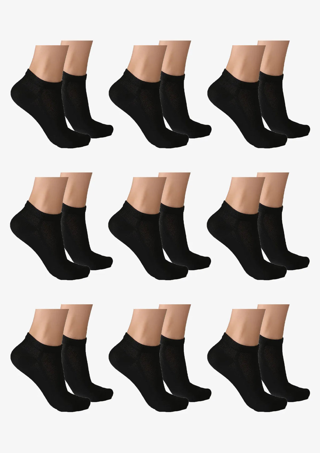 Skarpetki niskie Cotton Mesh Legs 008 czarne, 9 sztuk
