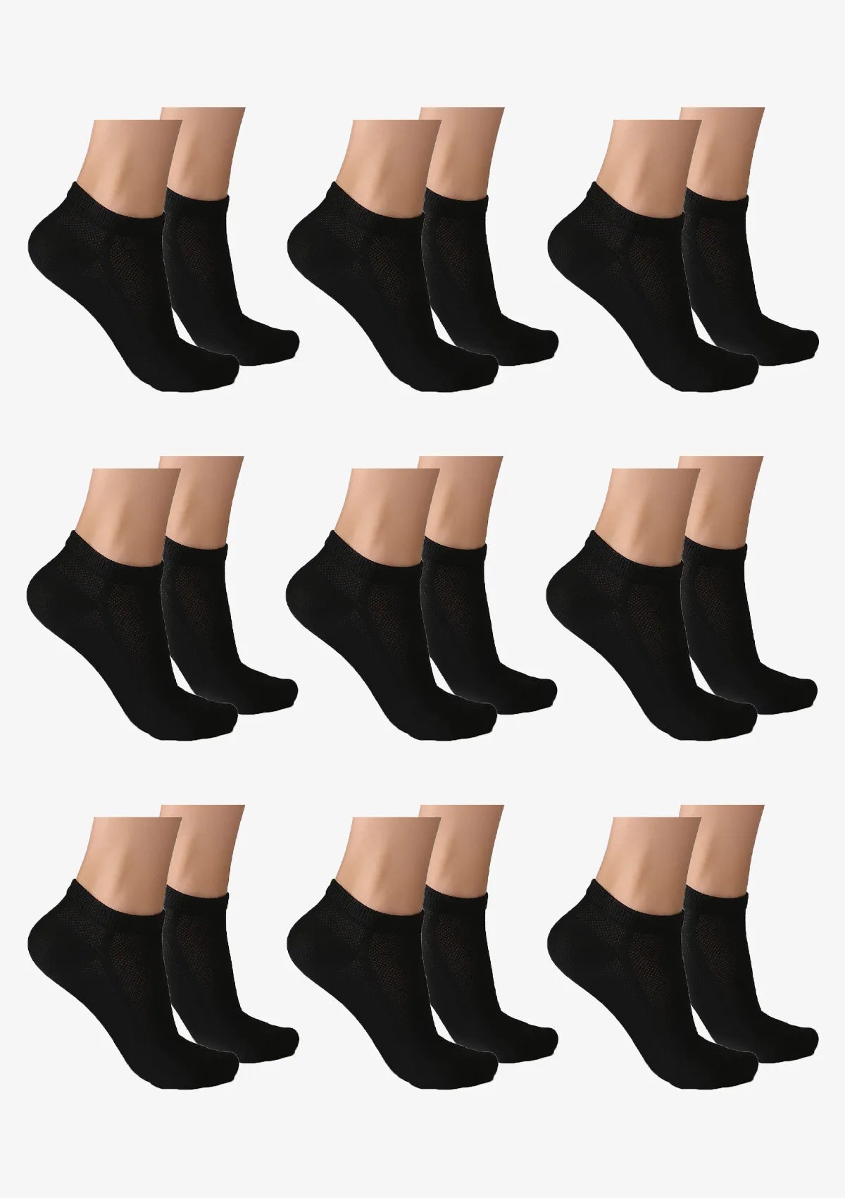 Skarpetki niskie Cotton Mesh Legs 008 czarne, 9 sztuk
