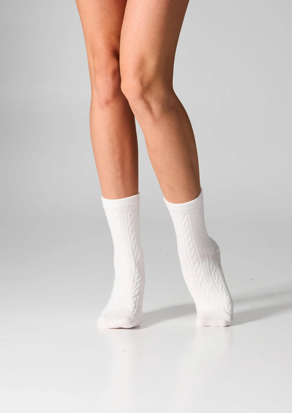 Legs WC28 Velvet skarpetki z warkoczem, bawełna 2 pary białe