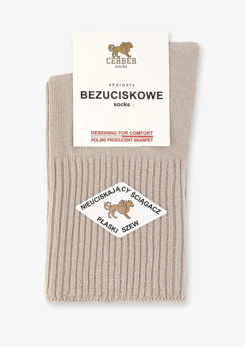 Skarpetki damskie Art.1098 Cerber beżowe – bawełniane bezuciskowe krótkie