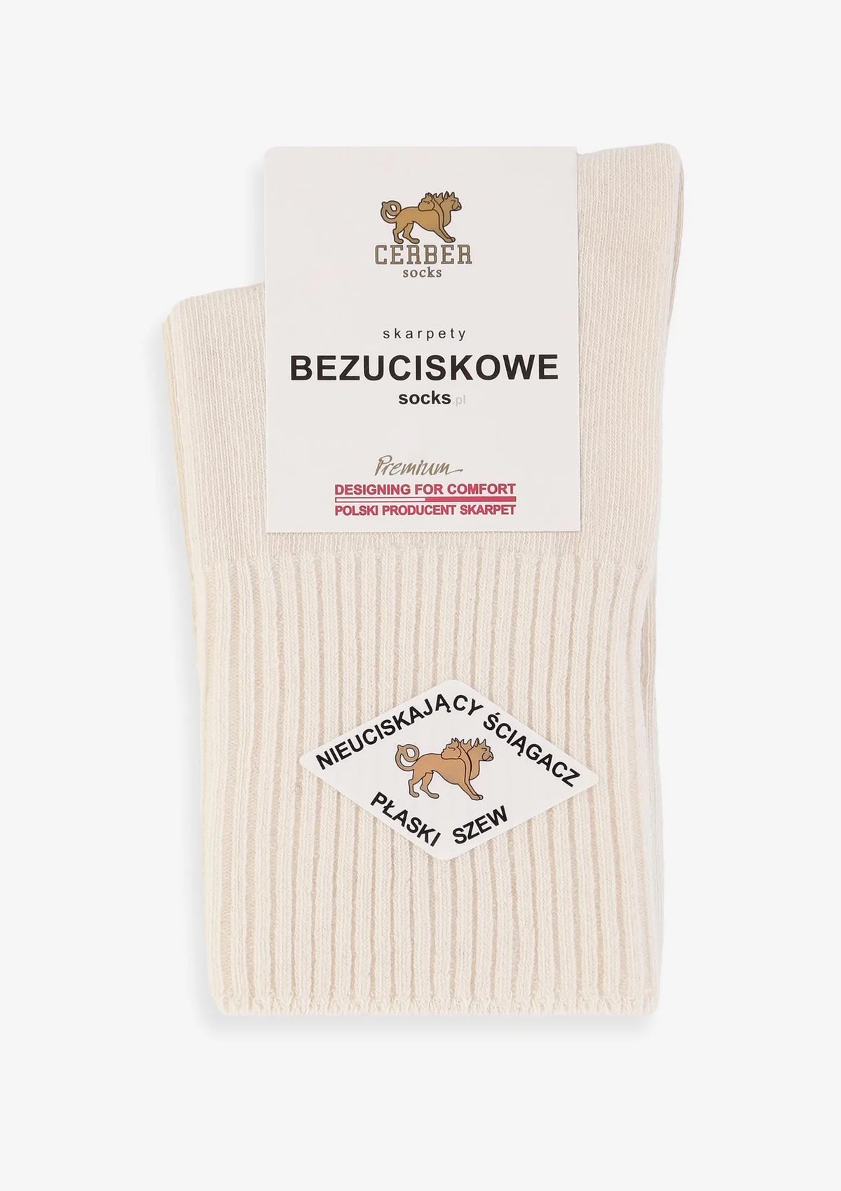 Skarpetki damskie Art.1098 Cerber ecru – bawełniane bezuciskowe krótkie