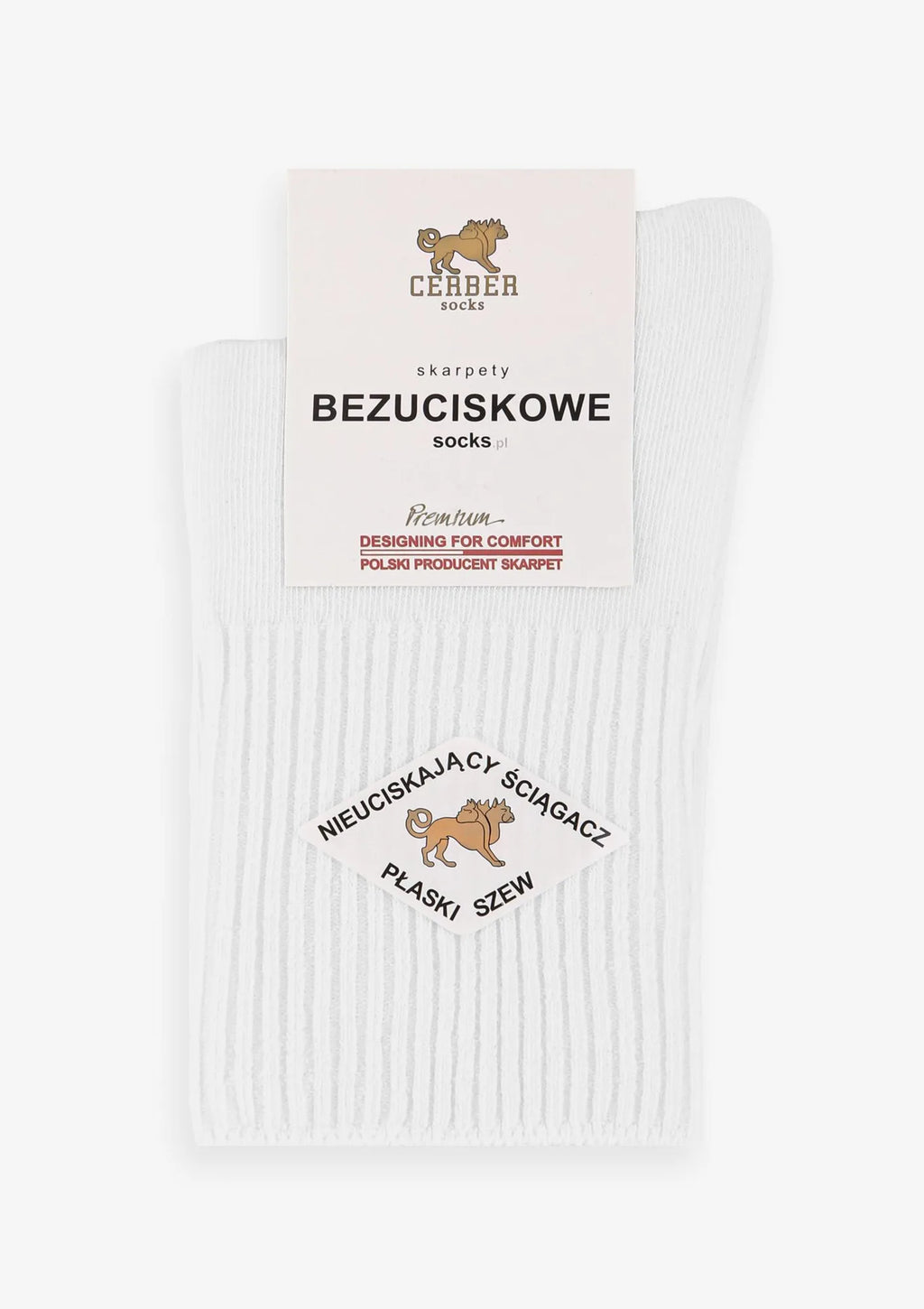 Skarpetki damskie Art.1098 Cerber białe – bawełniane bezuciskowe krótkie