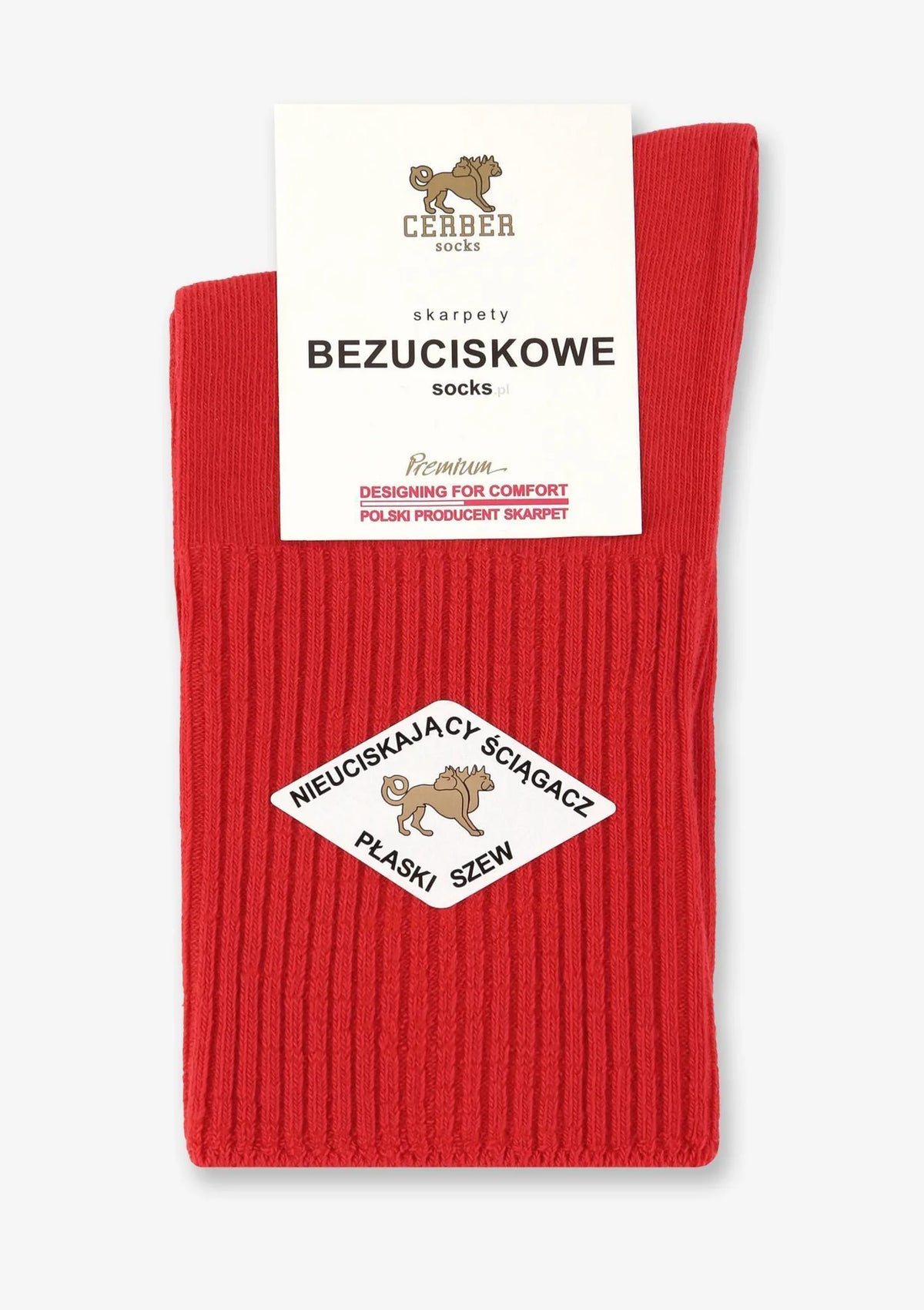 Skarpetki damskie Art.1098 Cerber czerwone – bawełniane bezuciskowe krótkie