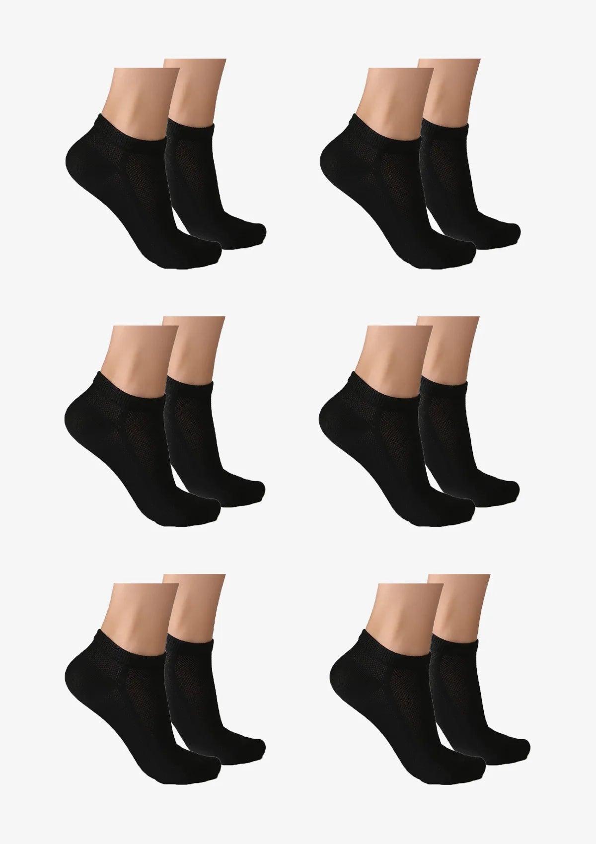 Skarpetki niskie Legs Cotton Mesh 008 czarne, 6 par, 36-40