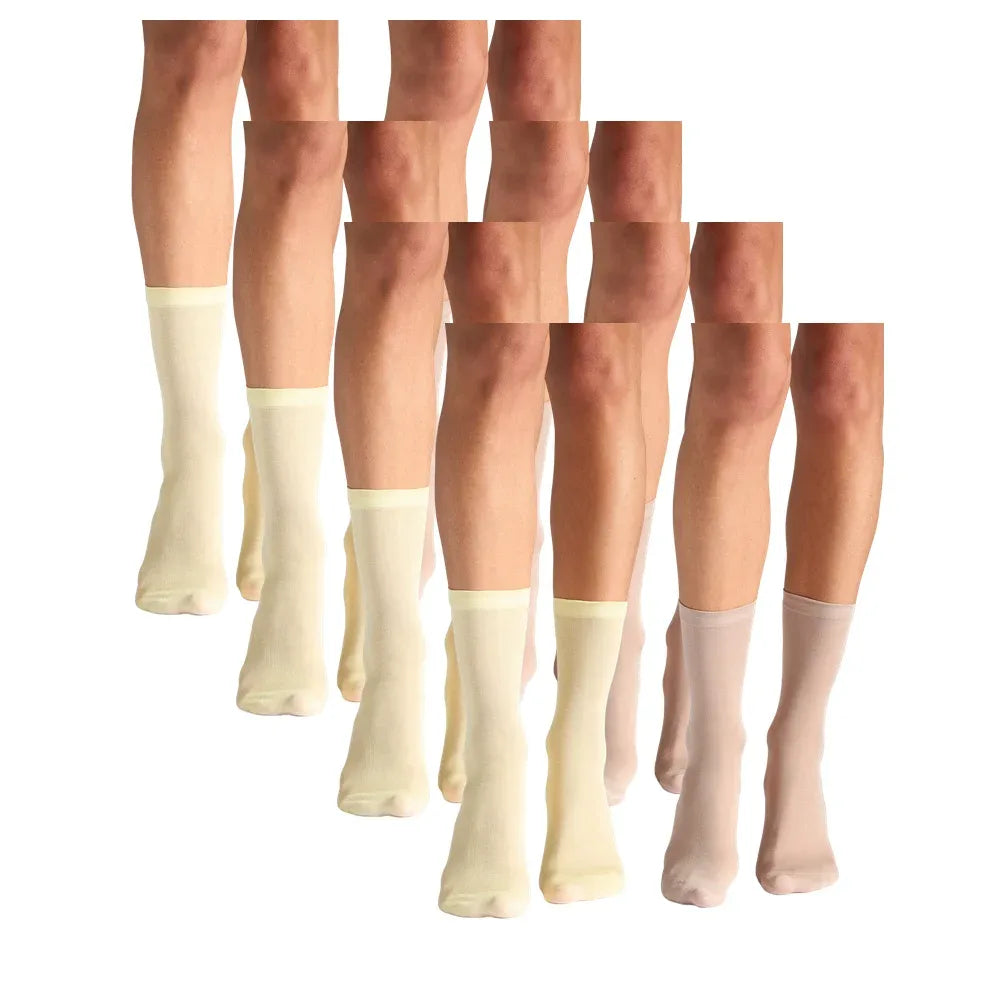 Skarpetki damskie z jedwabiem Legs G24 żółty, żółte i ecru, 4 pary