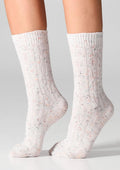 Skarpetki damskie z wełną Legs W27 Wool Dots, warkocz, 2 pary biały
