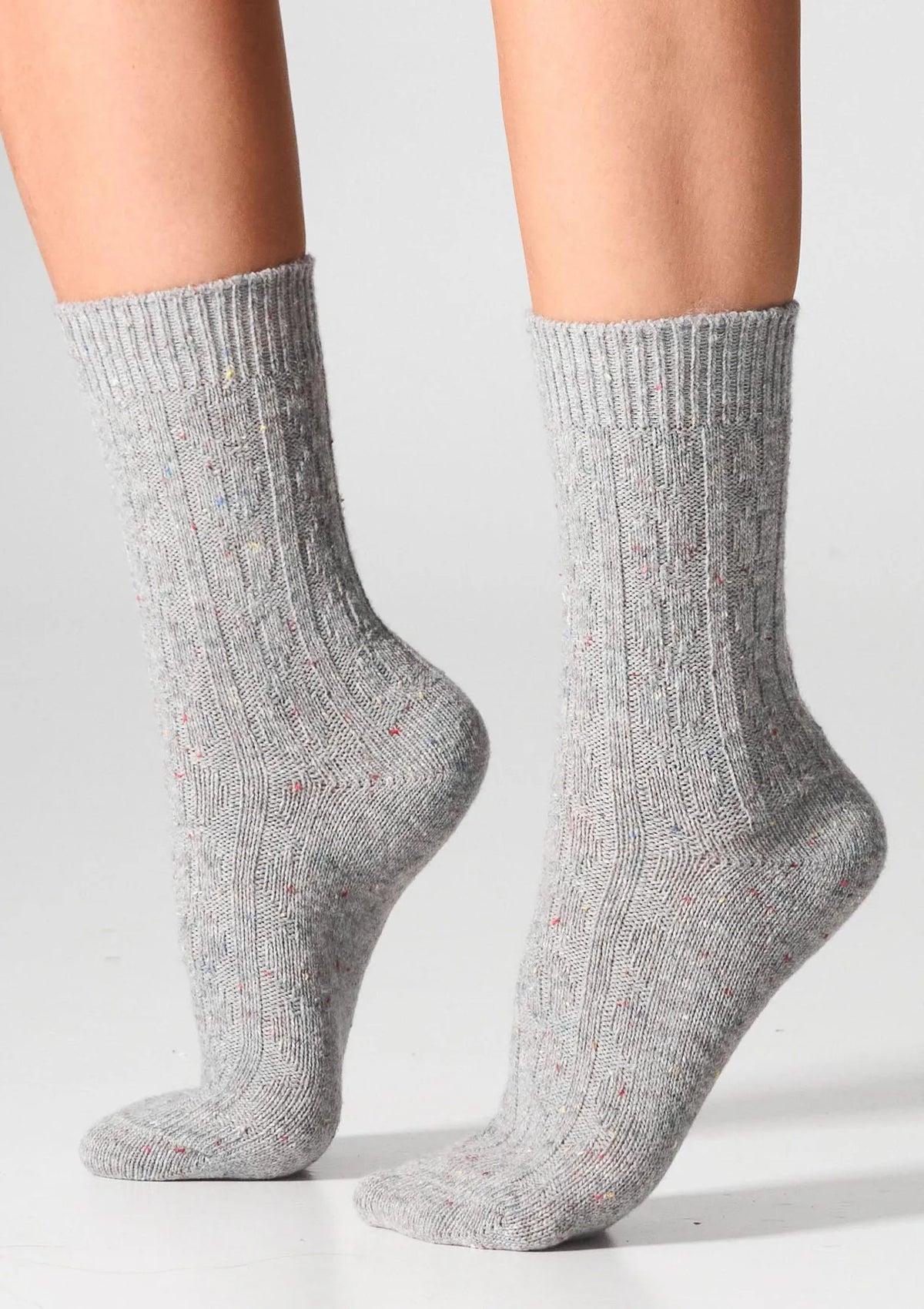 Skarpetki damskie z wełną Legs W27 Wool Dots, warkocz, 2 pary biały