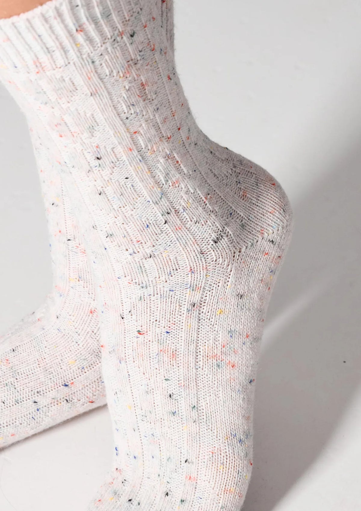 Skarpetki damskie z wełną Legs W27 Wool Dots, warkocz, 2 pary biały