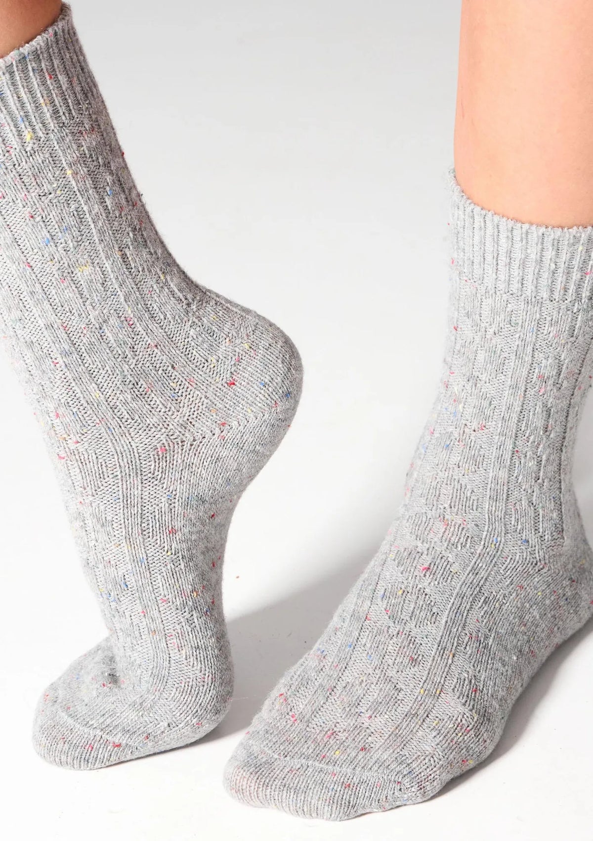 Skarpetki damskie z wełną Legs W27 Wool Dots, warkocz, 2 pary biały