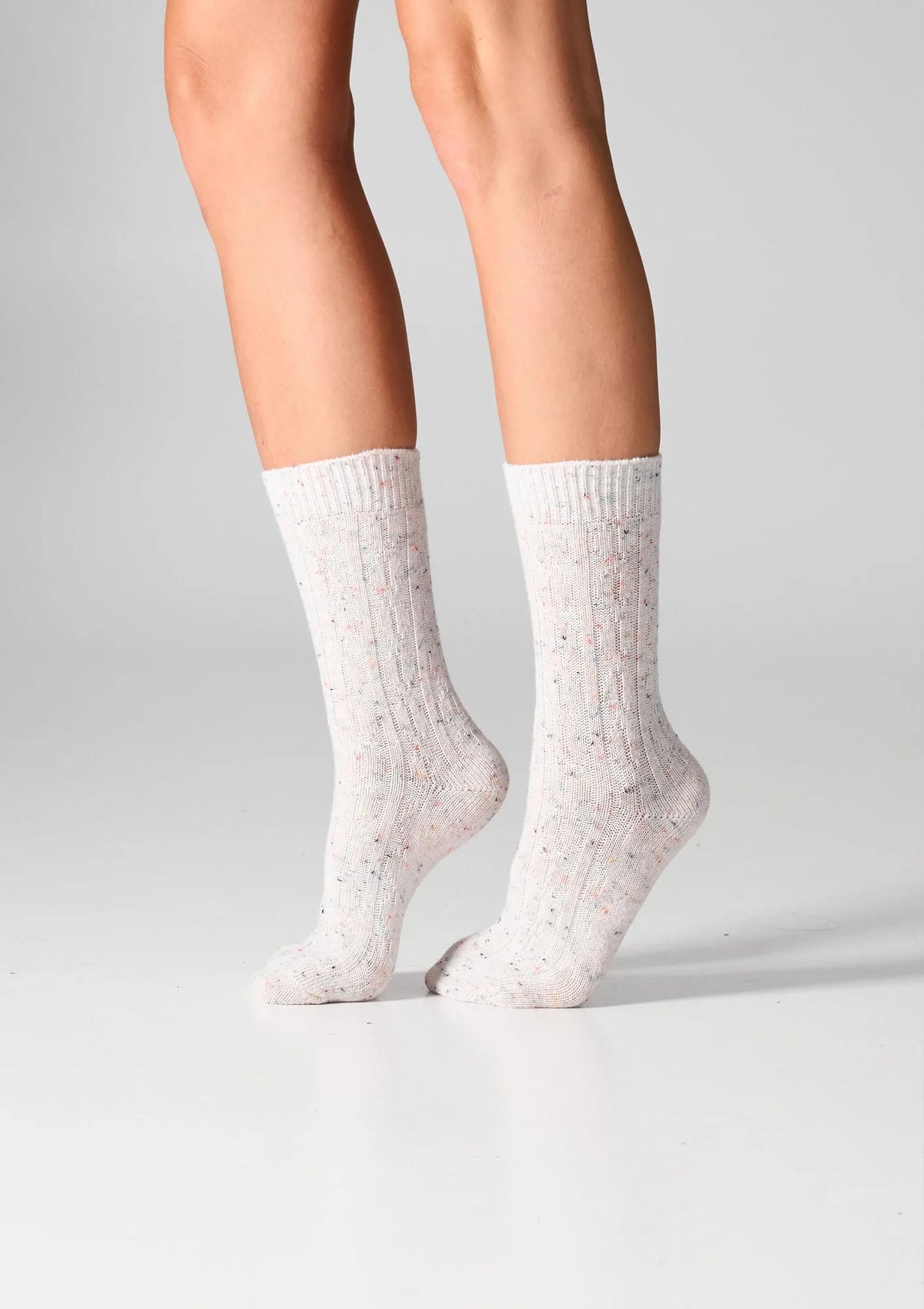 Skarpetki damskie z wełną Legs W27 Wool Dots, warkocz, 2 pary biały