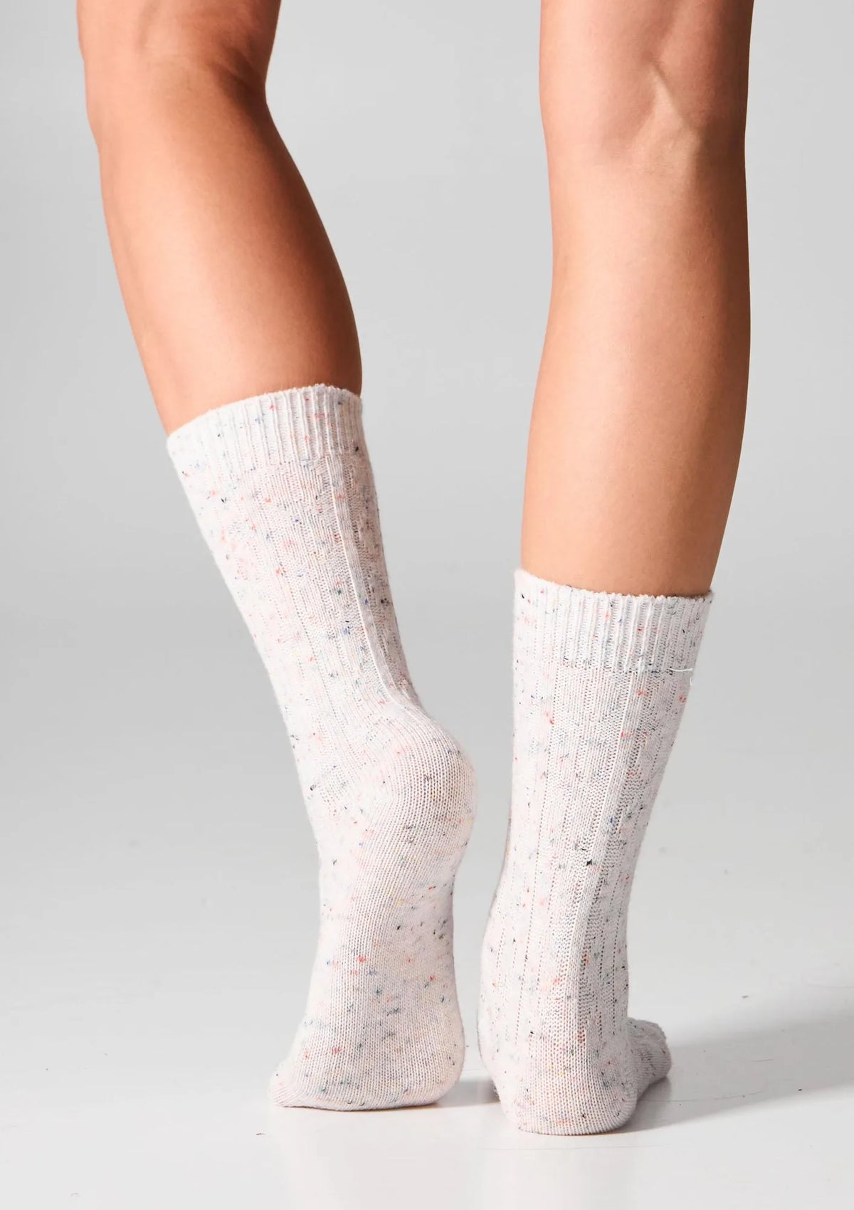 Skarpetki damskie z wełną Legs W27 Wool Dots, warkocz, 2 pary biały
